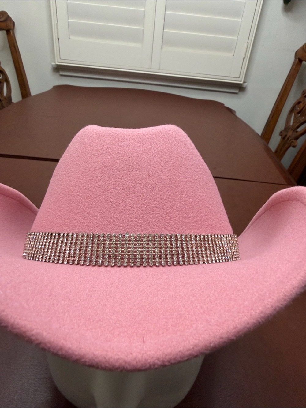 Pink Felt Cowboy Hat with Rhinestone Band - Women